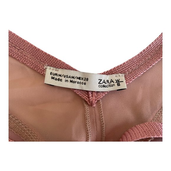 ZARA medium pink W/B collection Velvet Lace sleeveless top Made in Morocco - Picture 4 of 6
